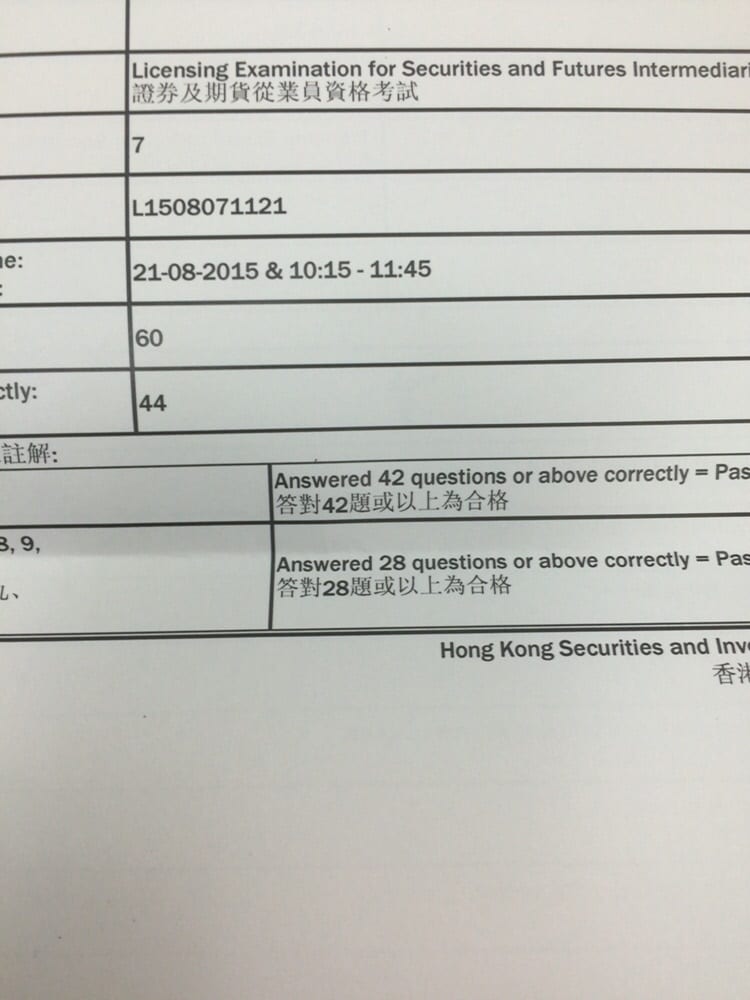 Mandyhui 21/8/2015 HKSI Paper 7 Pass